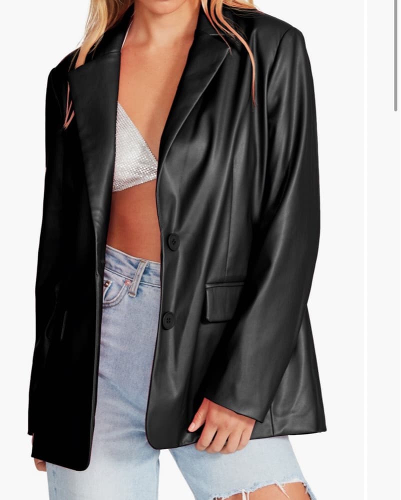 Black Leather Blazer  - Image 3