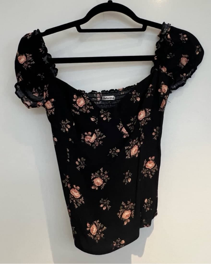 Reformation Floral Print Sweetheart Top - Image 4