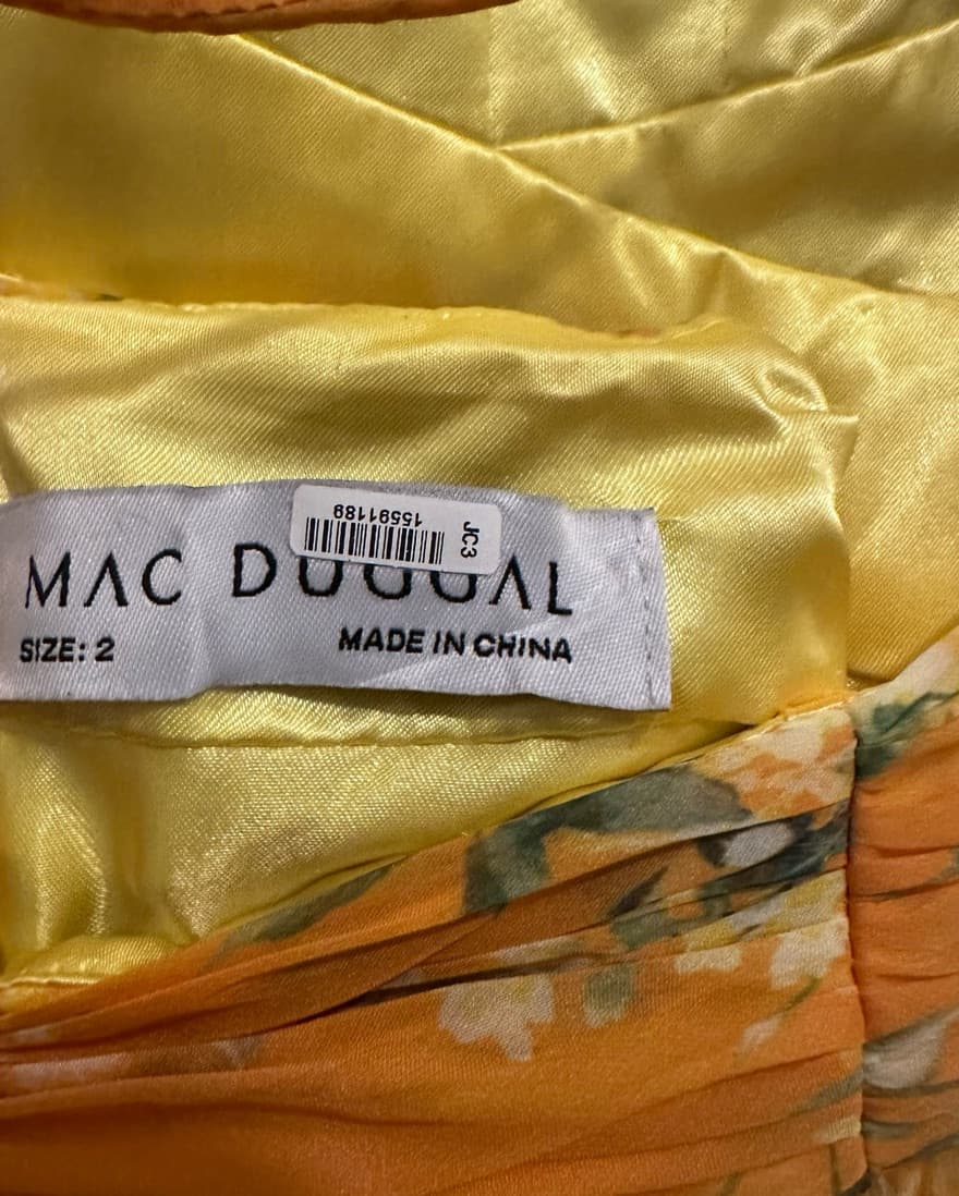 MAC DUGGAL Yellow Tiered Floral Gown - Image 4