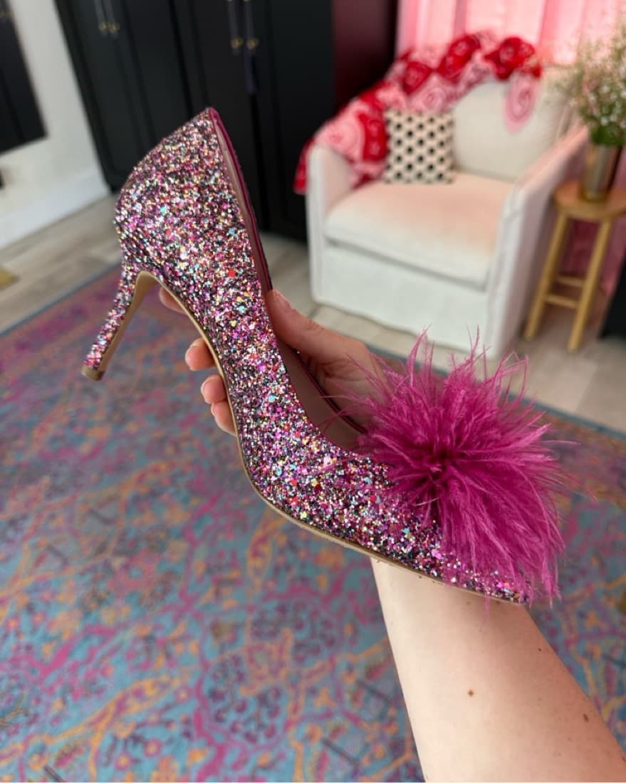 Kate Spade Pink Glitter Maribou Pumps - Image 4