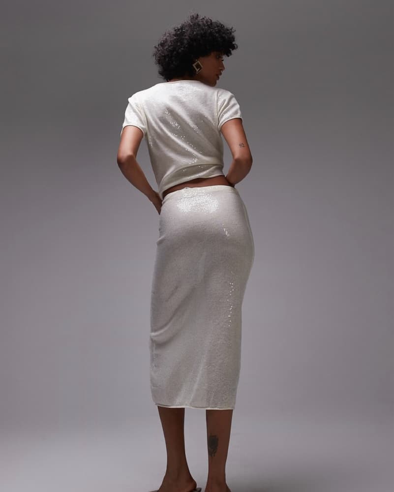 MANGO Sequin Knit Pencil Skirt - Image 2