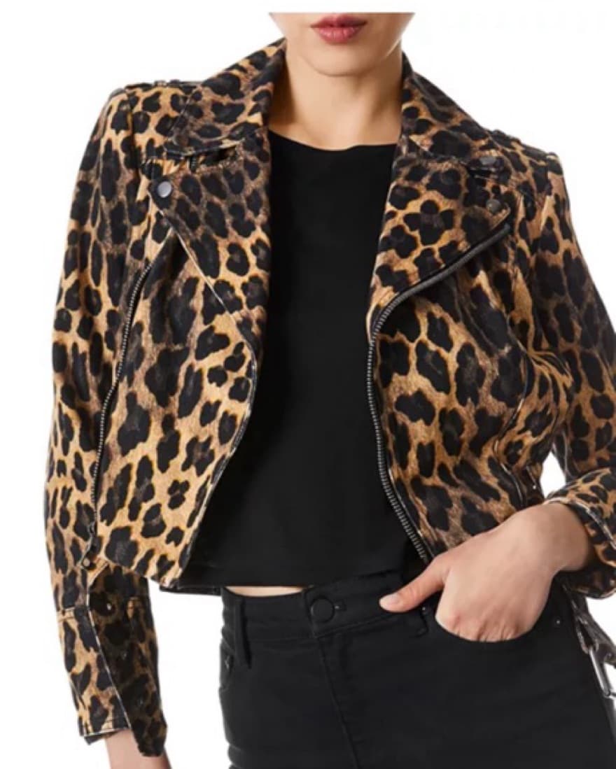 Alice + Olivia Leopard Print Moto Jacket - Image 4