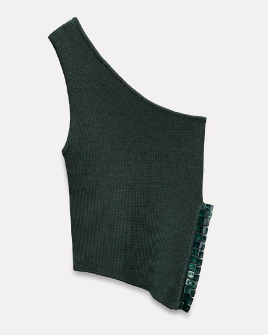 One Shoulder Knit Embellished Top - Image 1