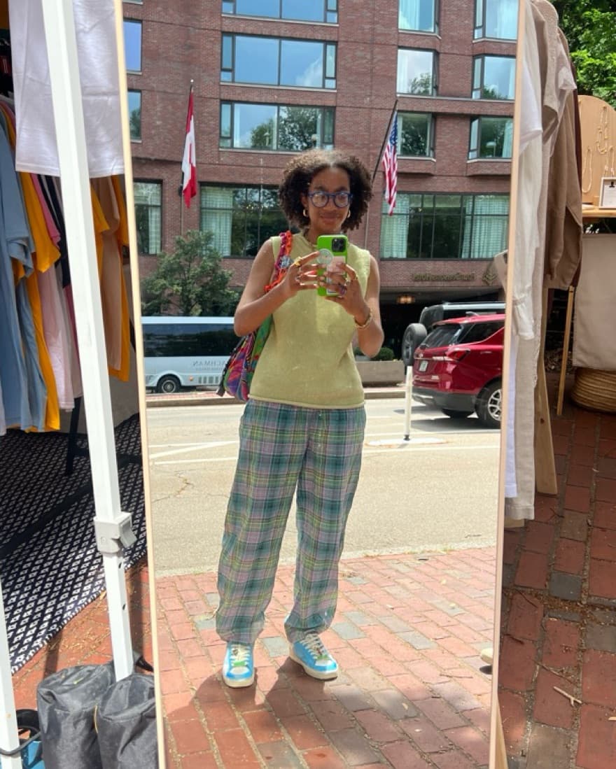 Ganni Plaid Linen Pant - Image 3