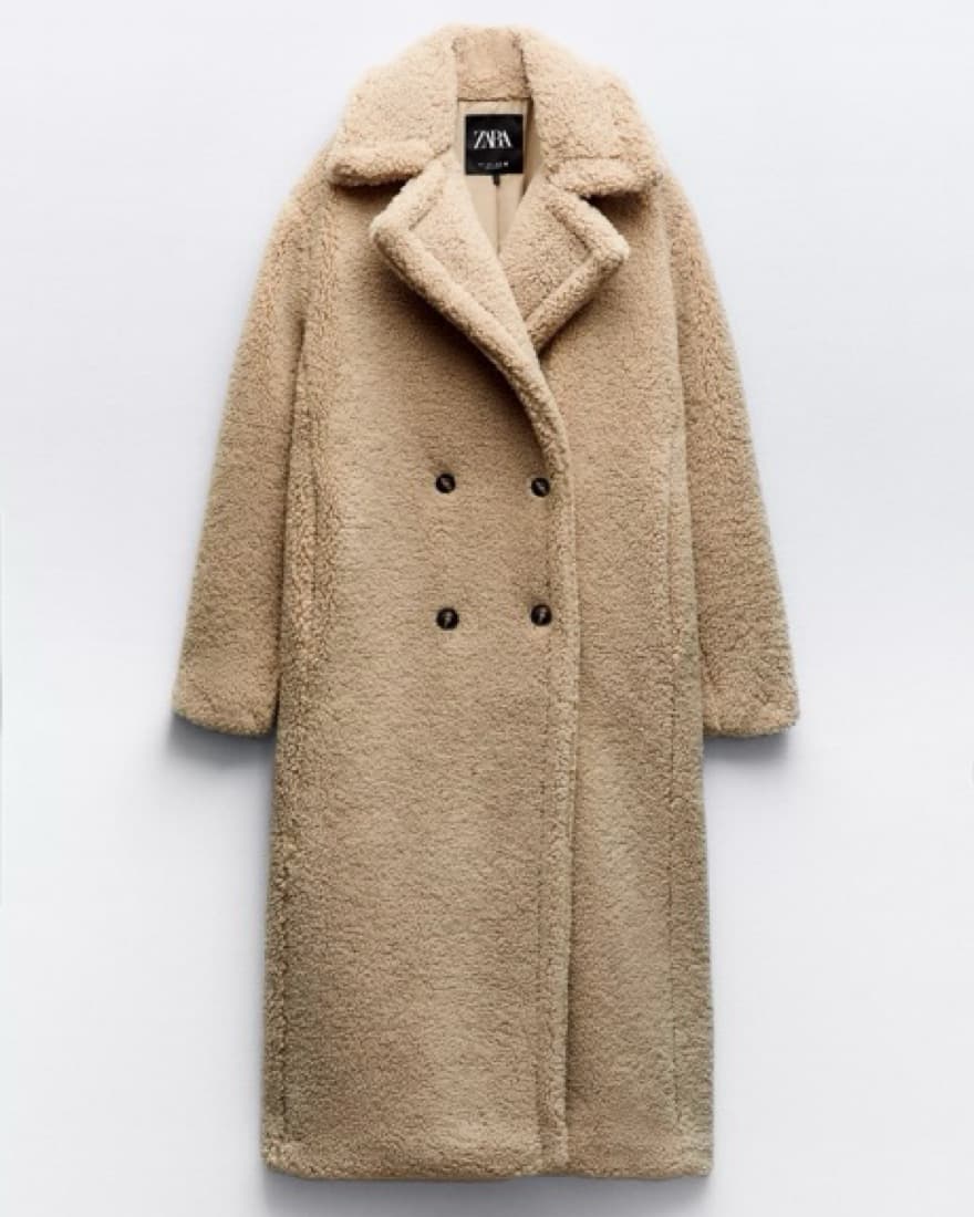 Extra long faux shearling coat - Image 1