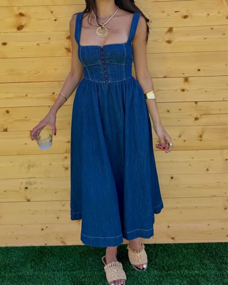 Reformation Denim Midi Dress  - Image 2