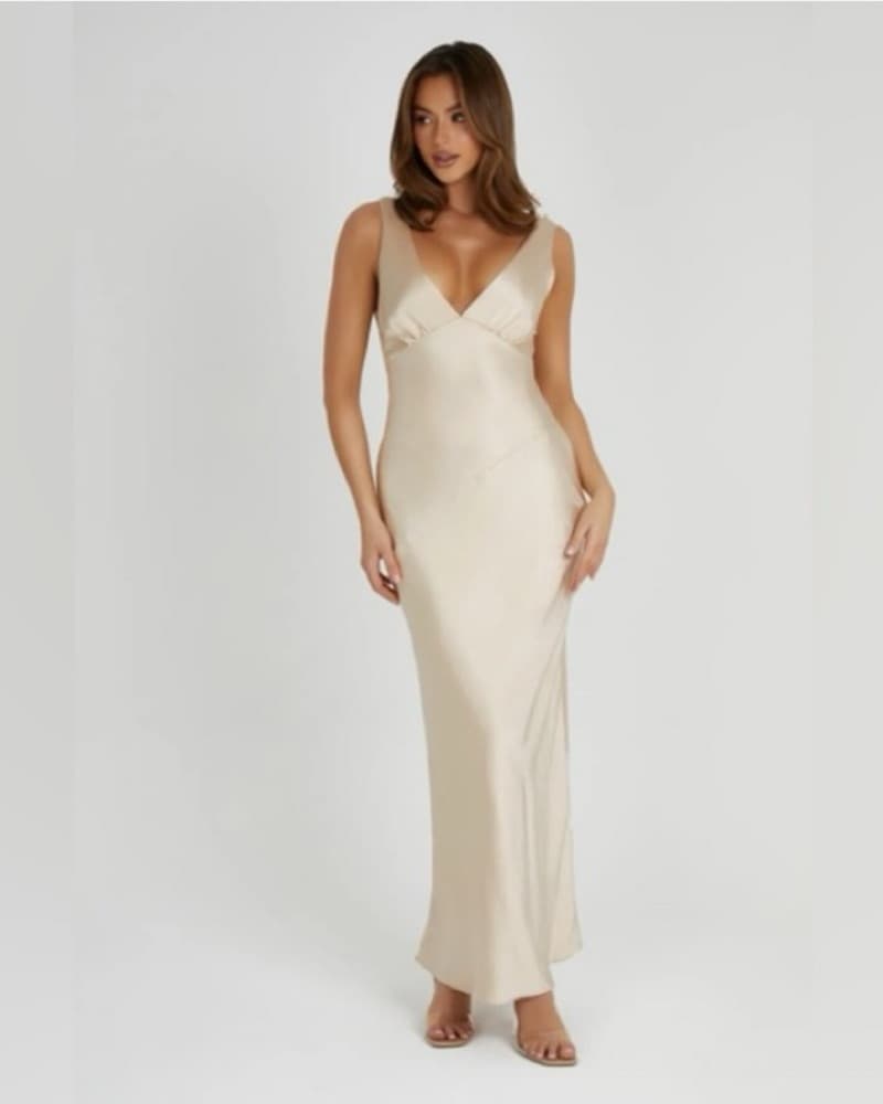 Champagne Gold Cowl Back Dress - Image 1