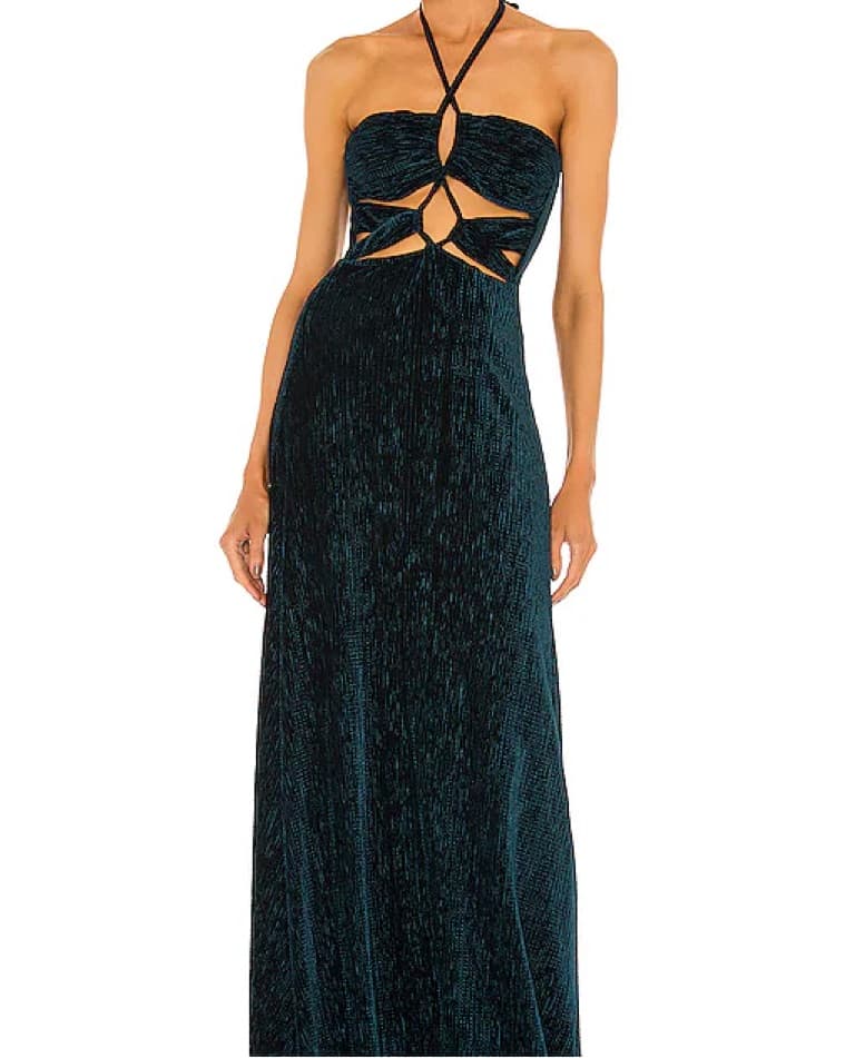 PatBo Velvet Lace Up Maxi Dress - Image 1