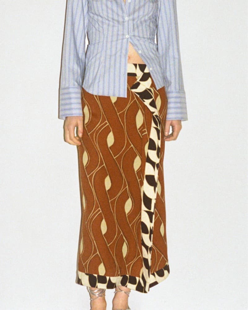 Brown Printed Midi Skirt - Image 2