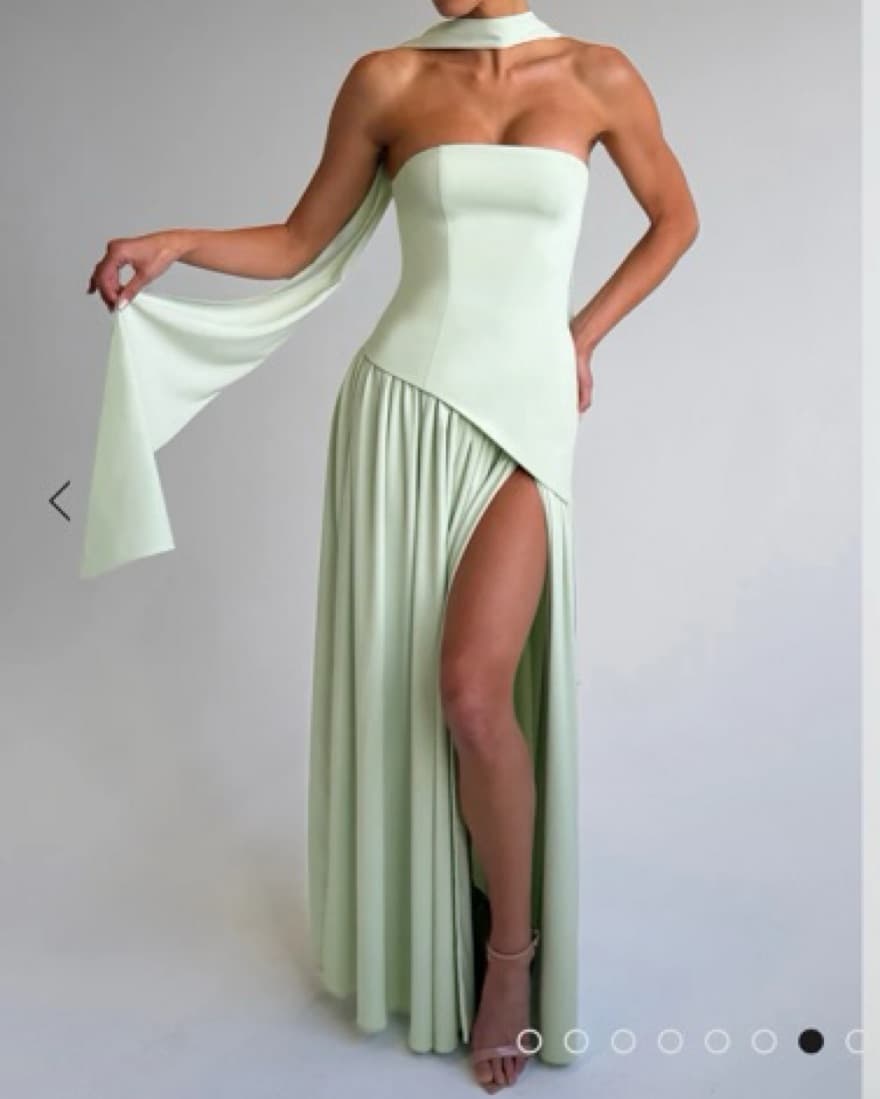 Elegant Mint Green Strapless Maxi Dress - Image 2