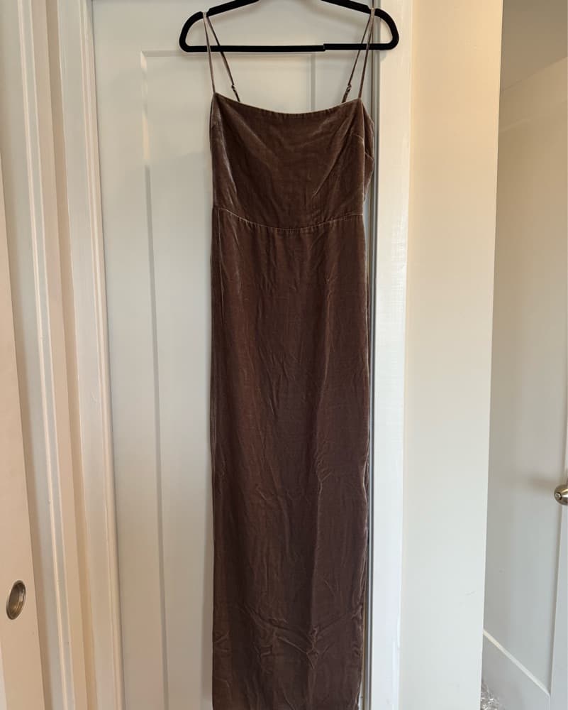 Reformation Brown Velvet Maxi Dress - Image 1