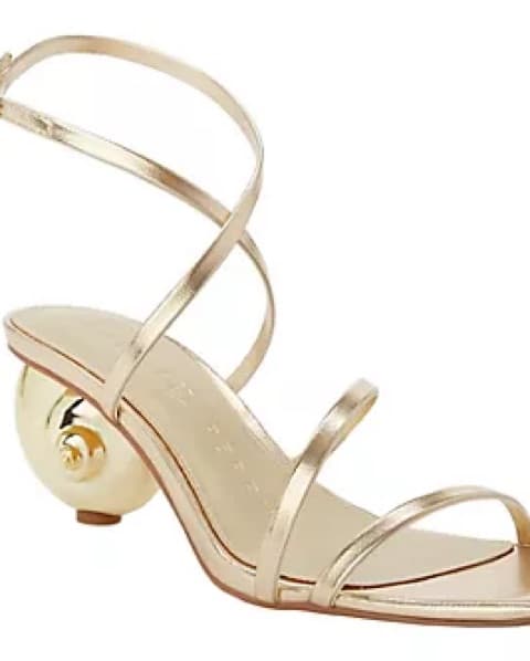 Gold Strappy Heeled Sandal - Image 1