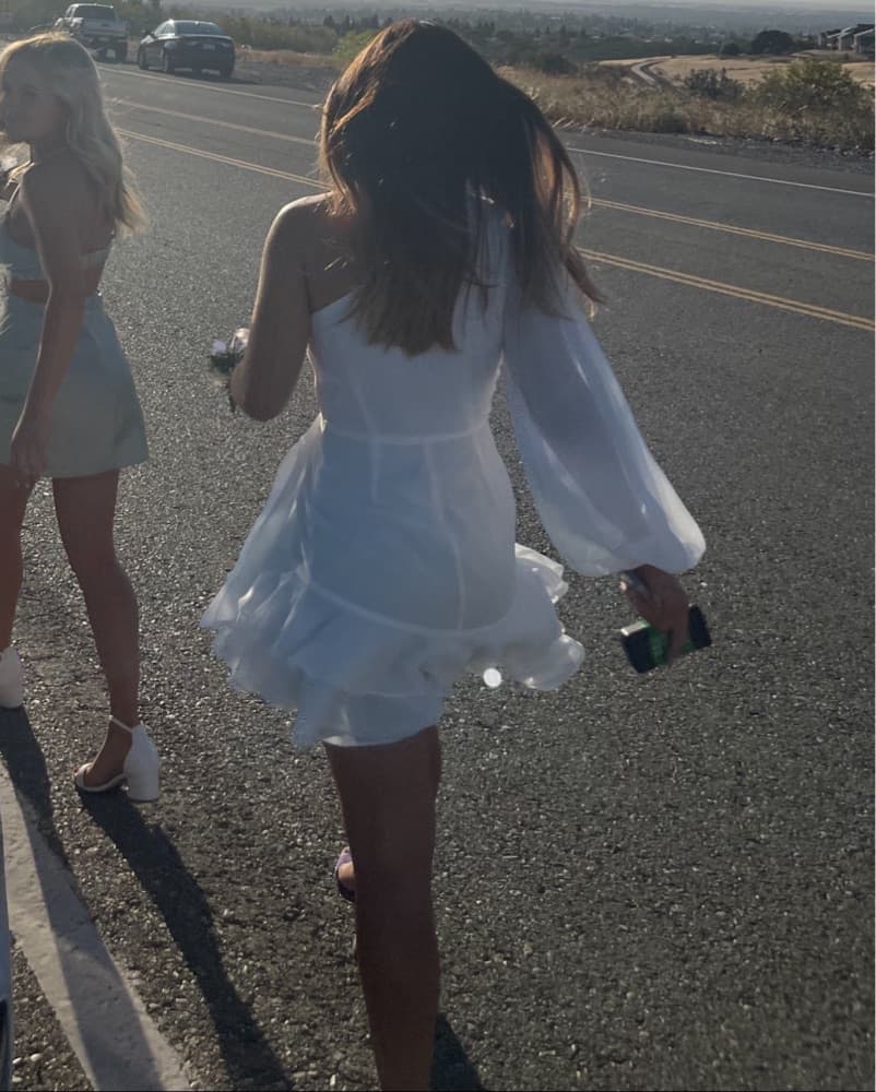 Michael Costello One Sleeve White Dress - Image 2