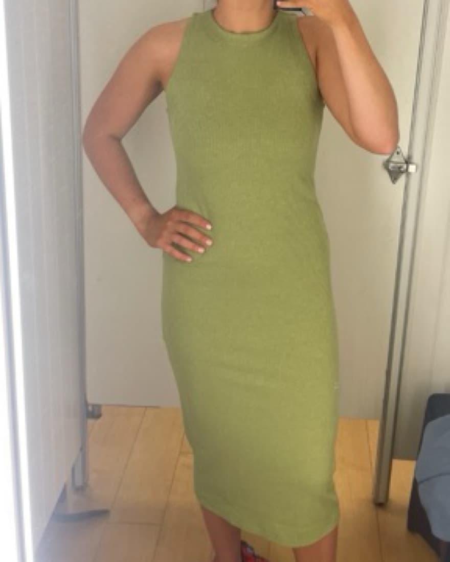 Green Ribbed Midi Dress  - Image 4