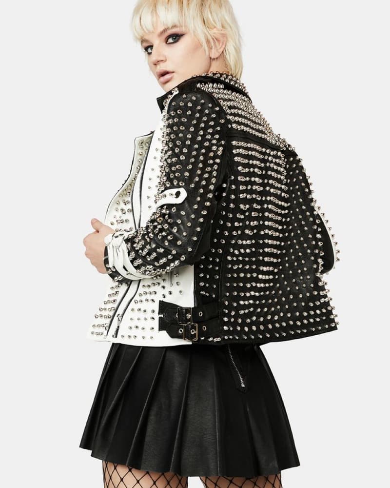 BLACK WHITE MOTO JACKET- DOLLSKILL - AZA - Image 4