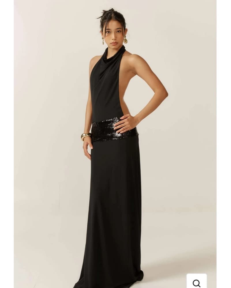 Black Halter sequin Maxi Dress  - Image 1