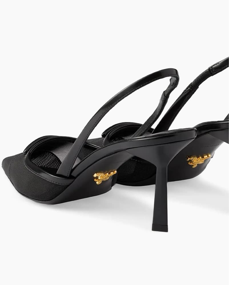 Prada Mesh 75MM Fabric Slingback Pumps - Image 3