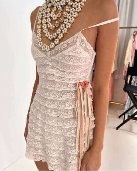 Love Shack Fancy Agrace Lace Mini Dress  - Image 3