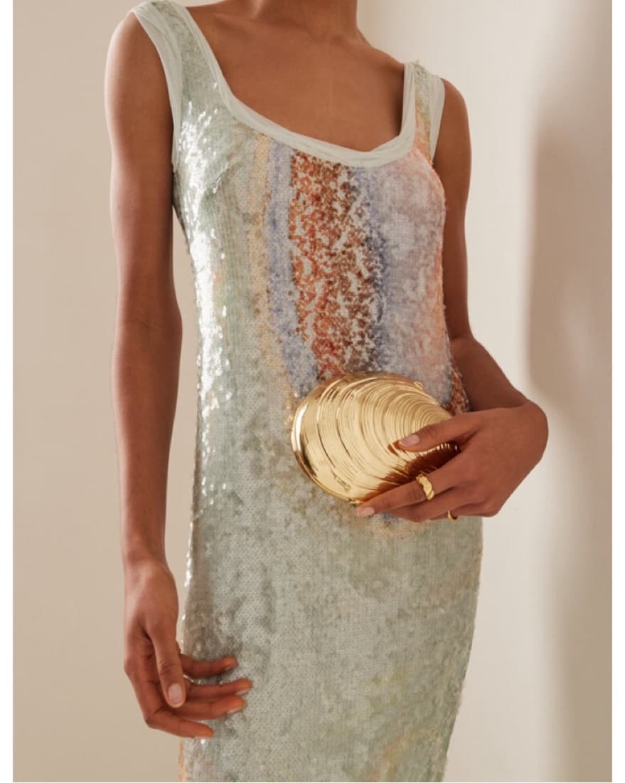 Simkhai Gold Oyster Shell Clutch - Image 1