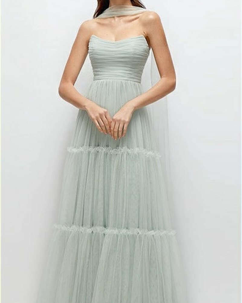 Dessy Strapless Cat eye Maxi Dress black tie Gown - Image 2