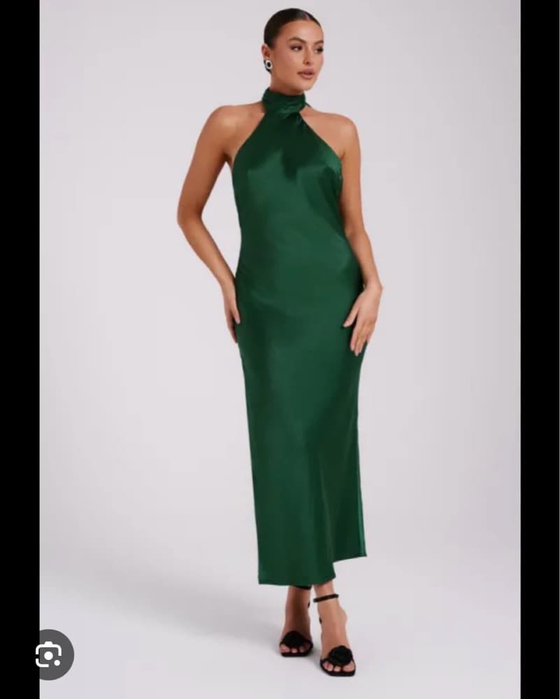Meshki Emerald Green Halter Maxi Dress - Image 1