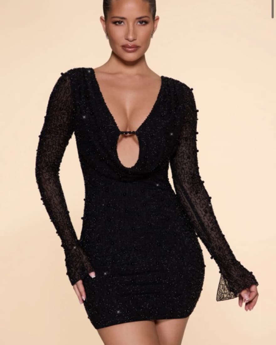 Oh Polly NICE Black Mini Dress  - Image 1