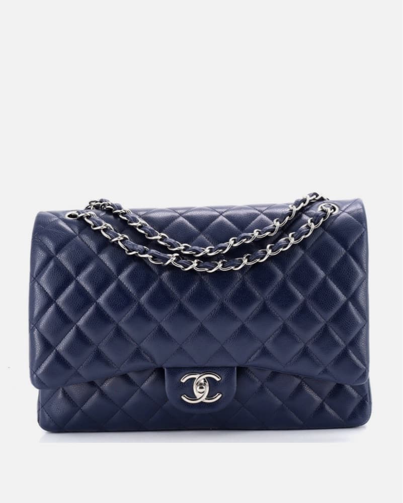 Large Navy Chanel Flap Bag - Image 1