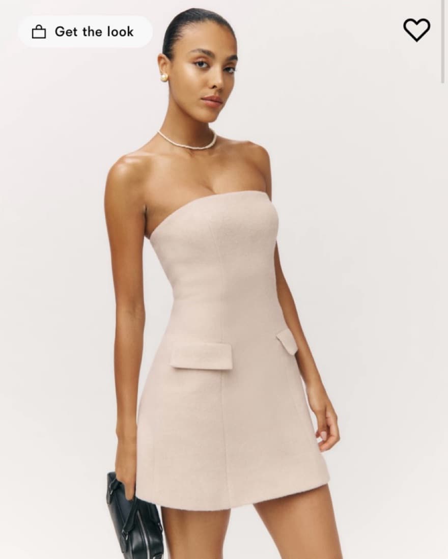 Elegant Strapless Beige Dress - Image 1