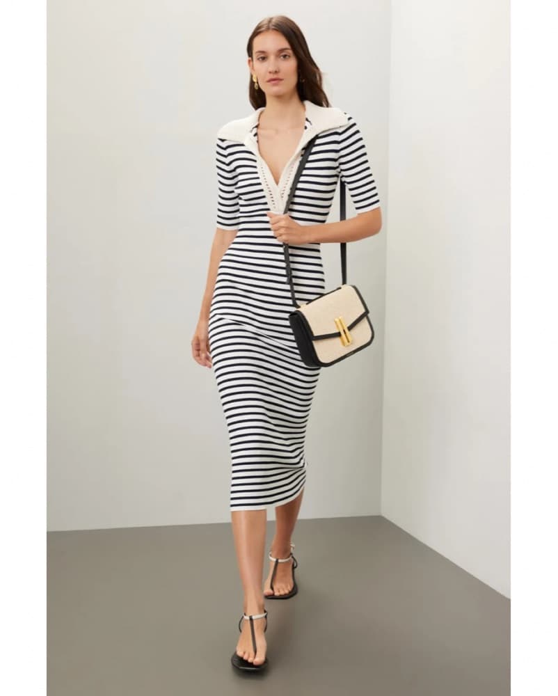 ALC Striped Dress W/ Crochet Collar - S - Image 2
