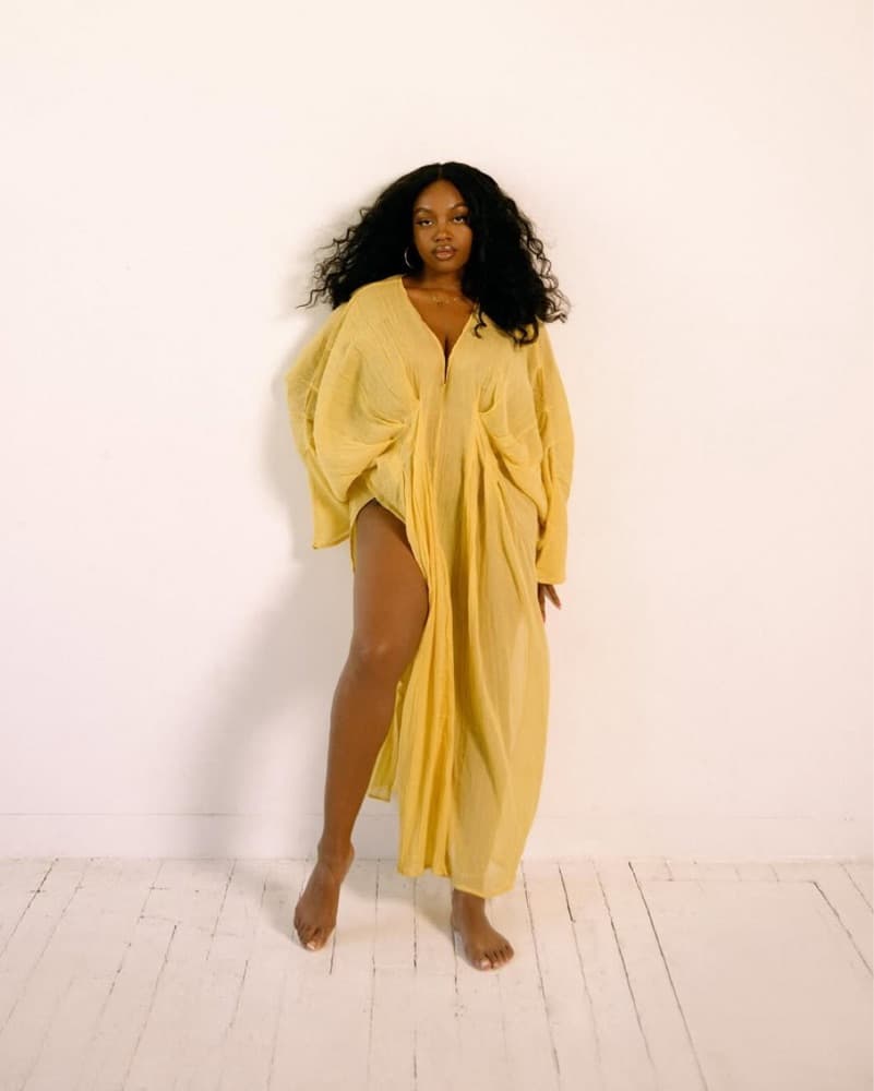 CORA KAFTAN DRESS - PALE GOLD - Image 1