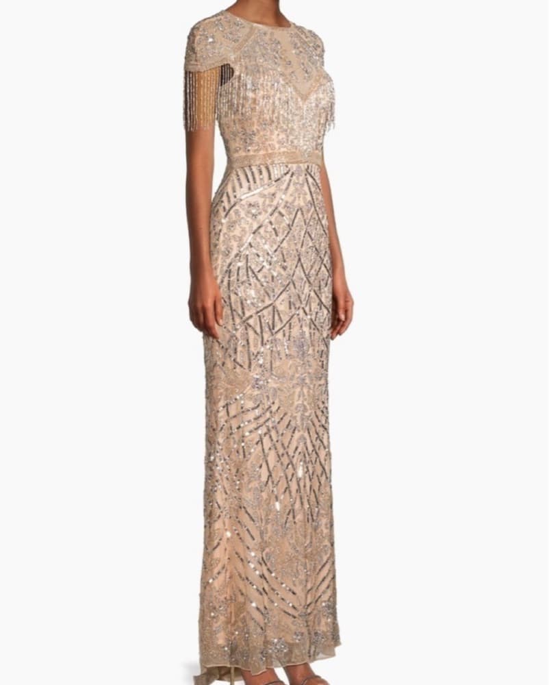 Mac Duggal Beaded Tassle Gown Copper - Image 1