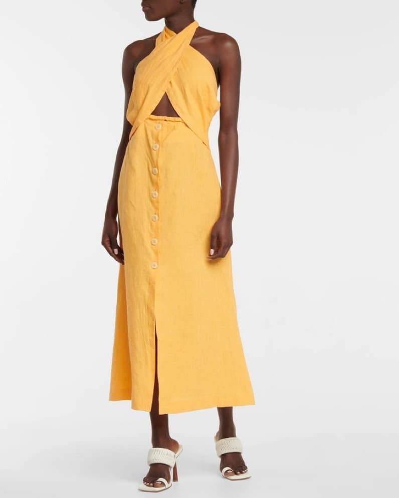 Yellow Linen Dress - Image 1