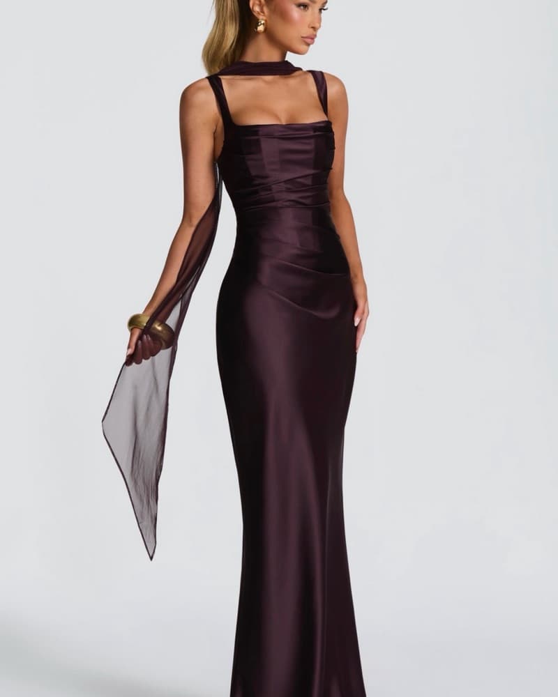 CALANTHE MAXI DRESS - PLUM - Image 3