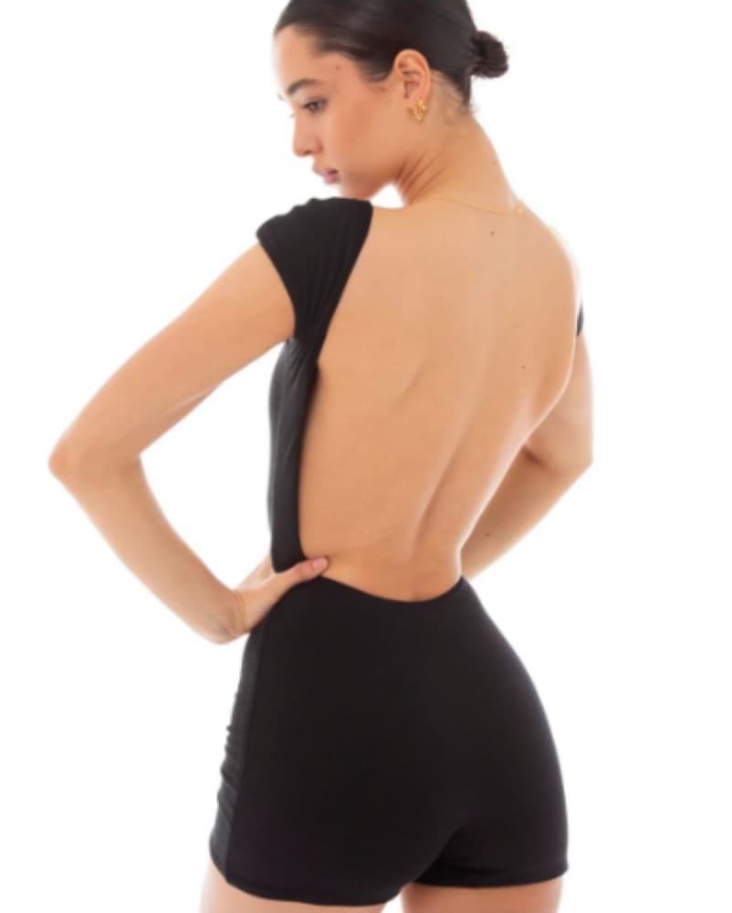 Are You Am I Black Backless Juno Romper - Image 4