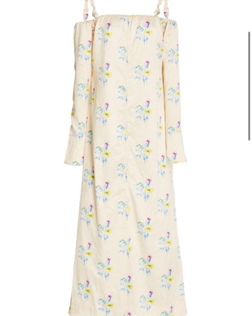Ganni Floral Off-Shoulder Satin Maxi Dre - Image 3