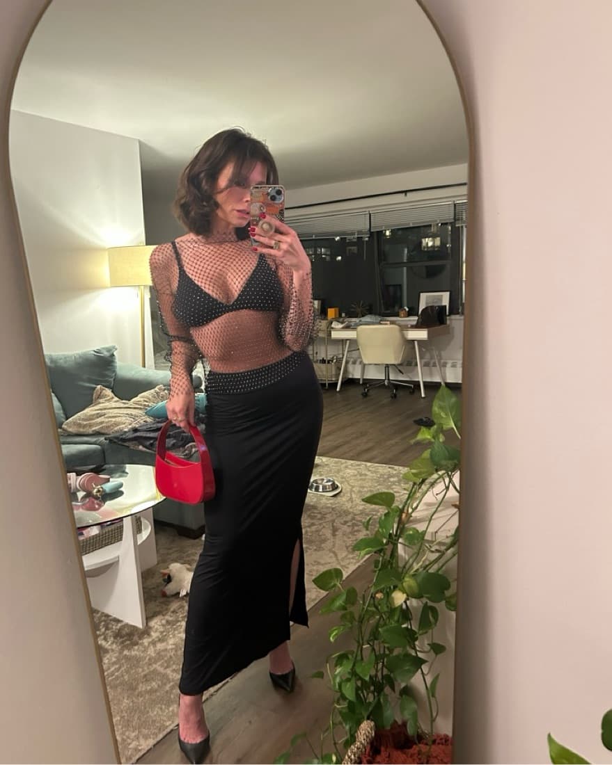 Glamorous Sparkling Mesh Top - Image 2