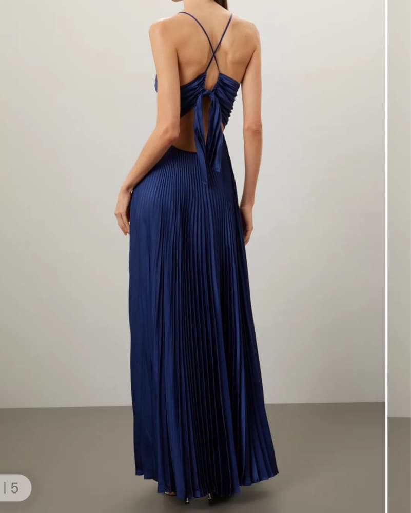 A.L.C. Aries Navy Pleated Gown  - Image 3