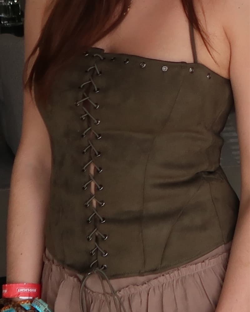 Olive Green Corset Top - Image 1