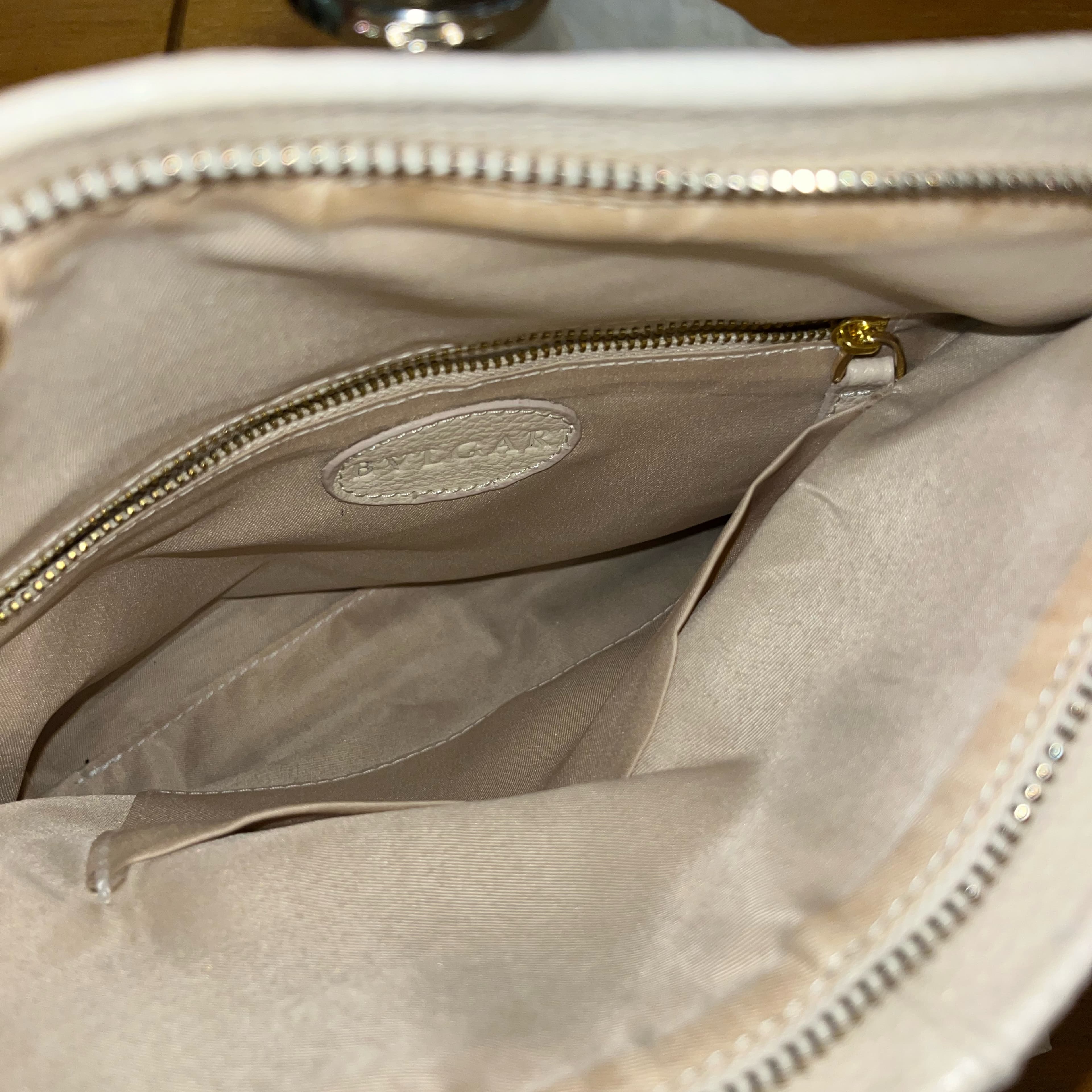 BVLGARI Cream Leather Purse Clutch - Image 2