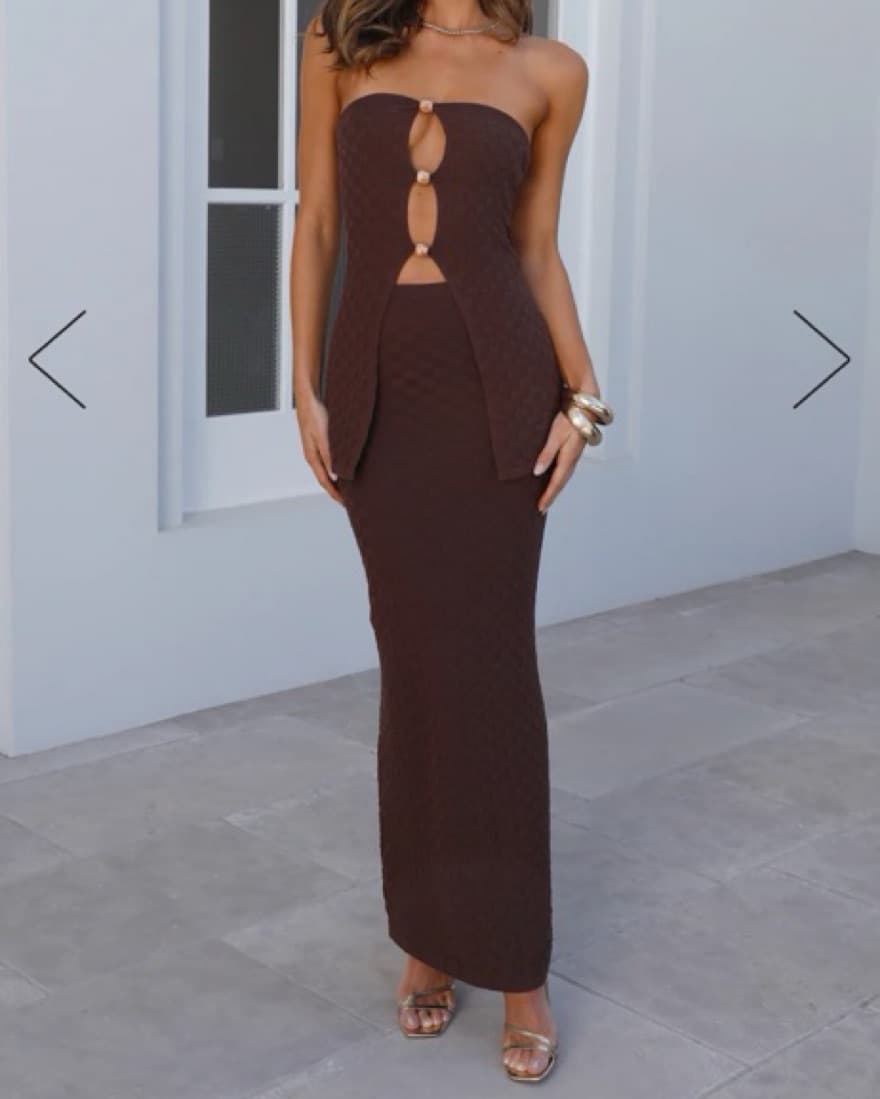 Brown Maxi Skirt And Top Set - Image 3