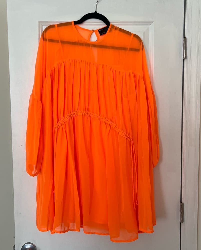 Sheer Neon Orange Dress - Image 3
