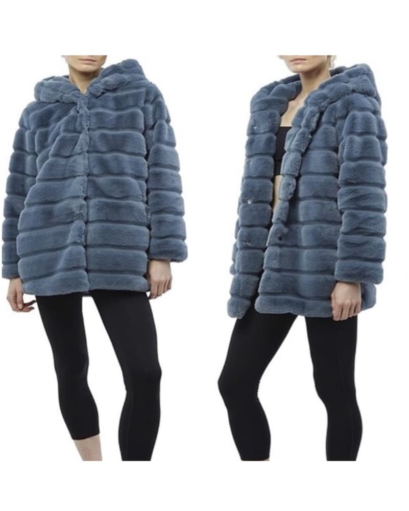 Apparis - Goldy Short Faux Fur Coat Blue - Image 1