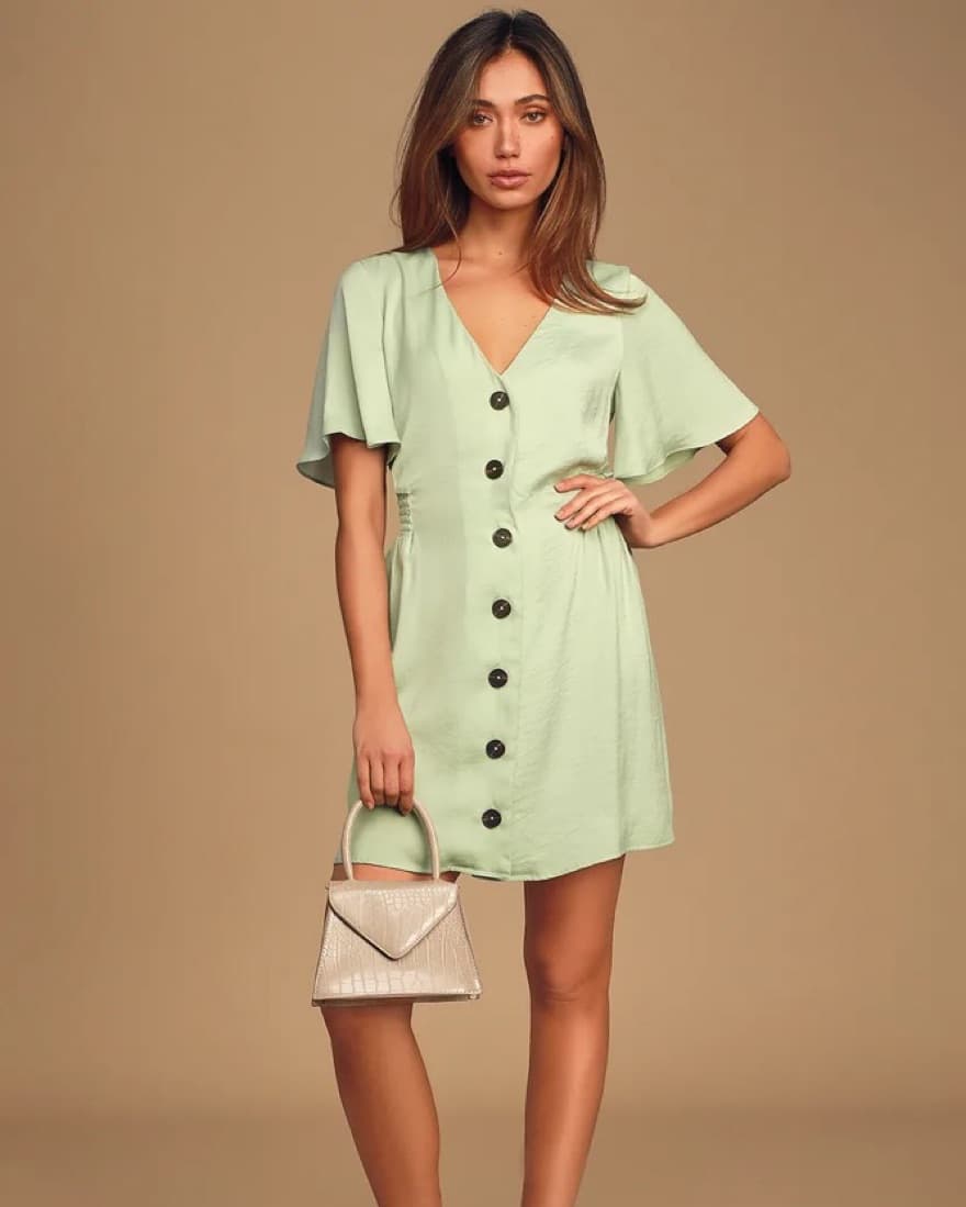Lulus Sage Green Mini Dress - Image 1