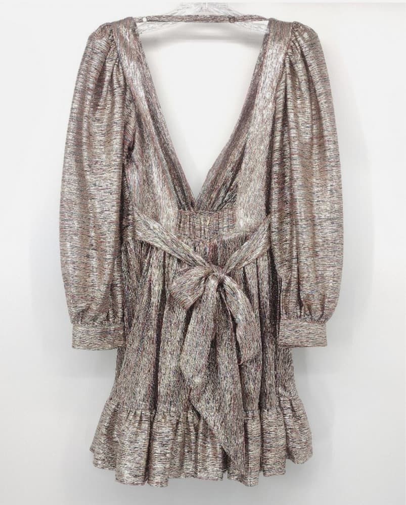 Sabina Musayev-Roxana Dress in Gold Foil - Image 2