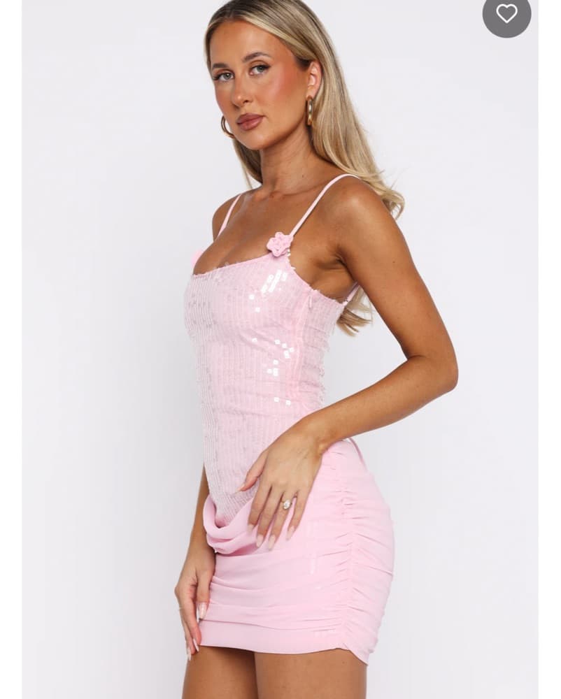 Sequin Mini Dress in Baby Pink - Image 4
