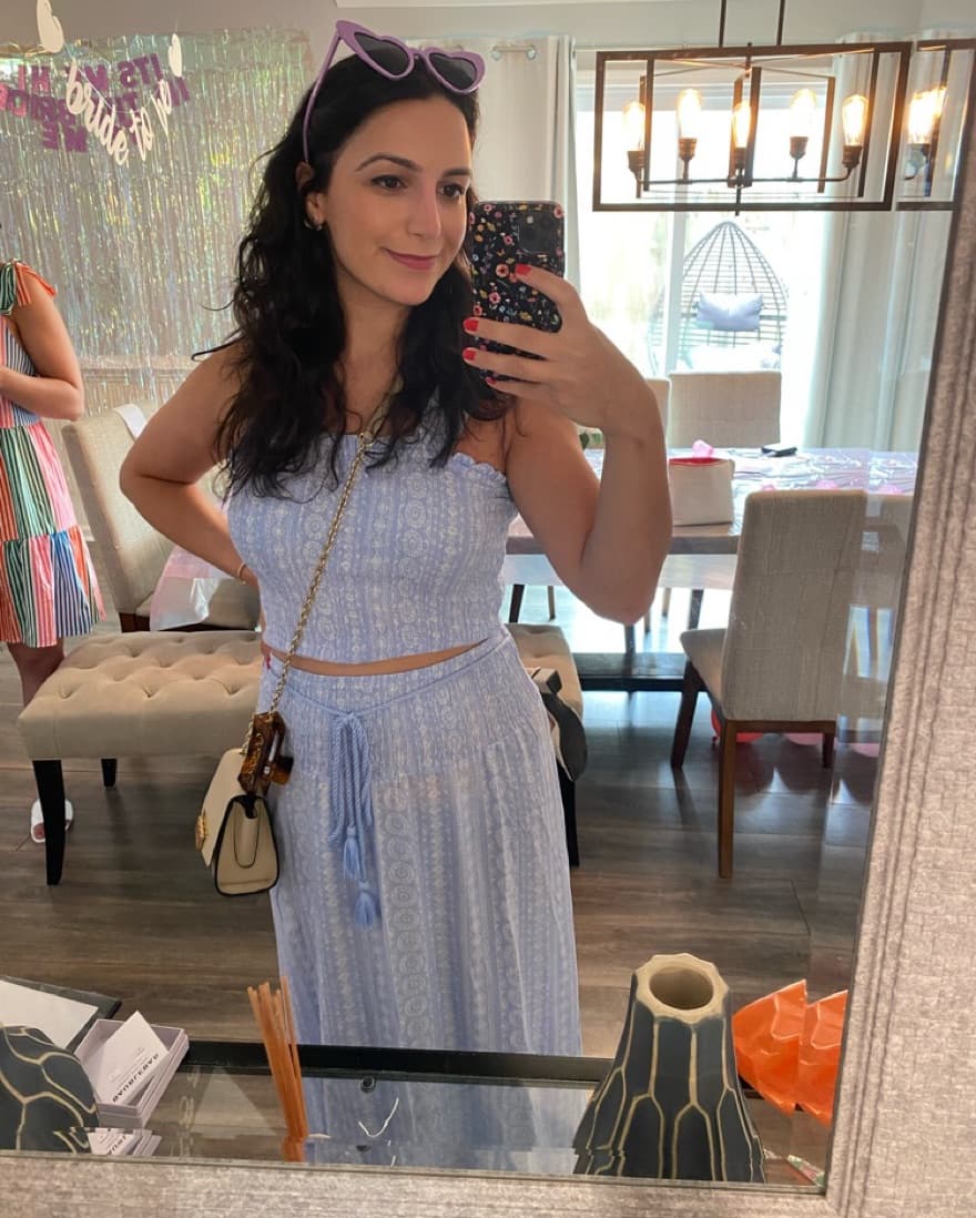 Blue Smocked Crop Top and Maxi Skirt Set - Image 2