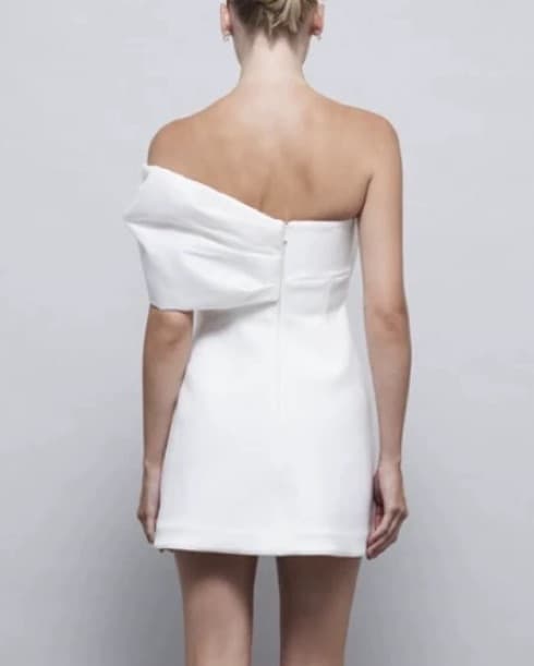 Bow Off-the-Shoulder White Dress - Image 3