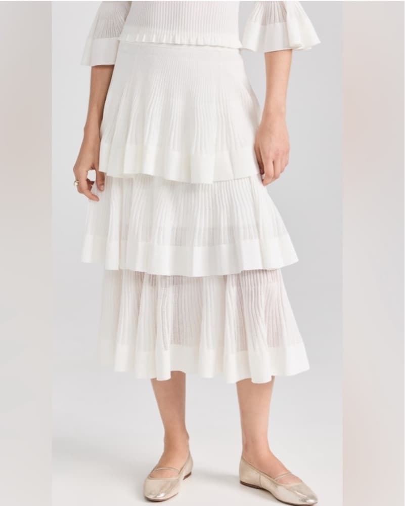 Zimmermann Tiered Pleated Midi Skirt - Image 1