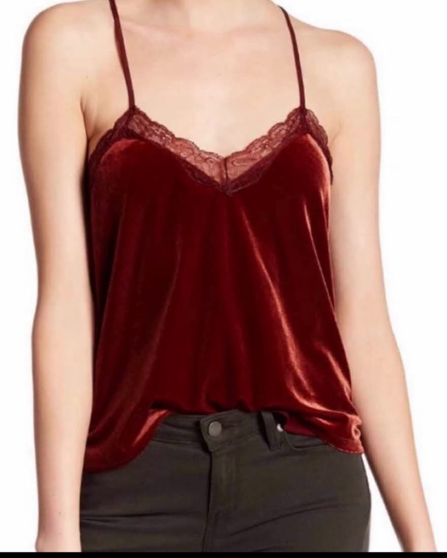 Wine Velvet & Lace Tank - Image 1