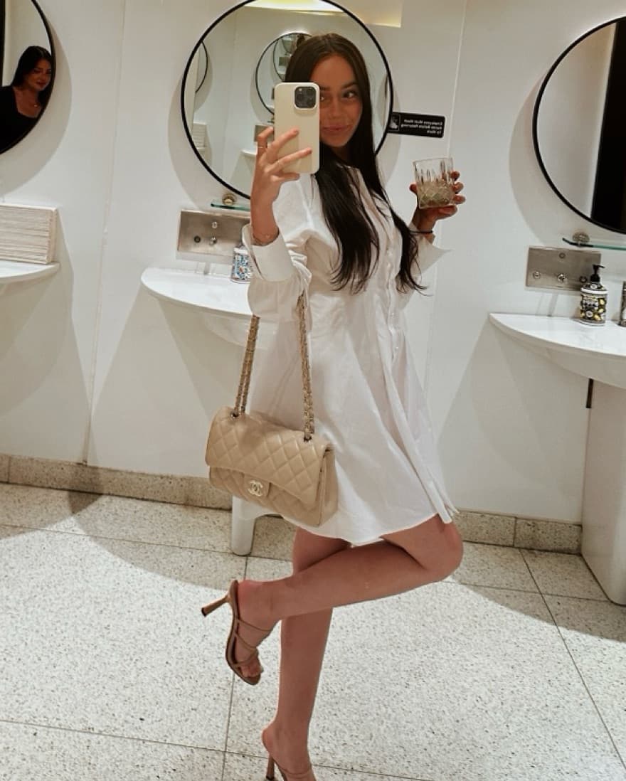 White Zara Dress With Pearls - Image 4